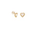 Σκουλαρίκια Καρδιά Καρφωτά Με Μαργαριτάρι Σε Χρυσό 14Κ