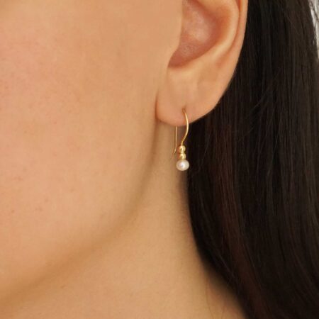 Σκουλαρίκια Κρεμαστά Με Μαργαριτάρια Σε Χρυσό 14 Καράτια