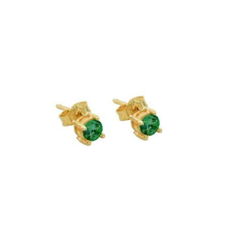 Σκουλαρίκια Μονόπετρα Με Πράσινη Πέτρα Ζιργκόν Σε Χρυσό 9Κ
