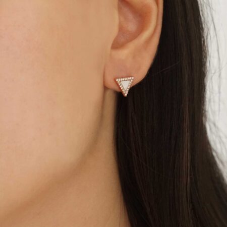 Σκουλαρίκια Με Όνυχα Και Ζιργκόν Σε Ροζ Χρυσό 14 Καράτια