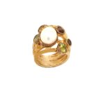 Δαχτυλίδι Χειροποίητο Με Μαργαριτάρι Και Ζιργκόν Από Επιχρυσωμένο Ασήμι 925