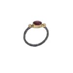 Δίχρωμο Δαχτυλίδι Με Μωβ Πέτρα Σε Ασήμι 925