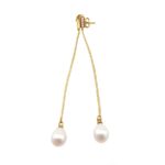 Επίχρυσα Σκουλαρίκια Κρεμαστά Με Μαργαριτάρια Σε Ασήμι 925