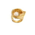 Επίχρυσο Δαχτυλίδι Χειροποίητο Με Μαργαριτάρι Σε Ασήμι 925