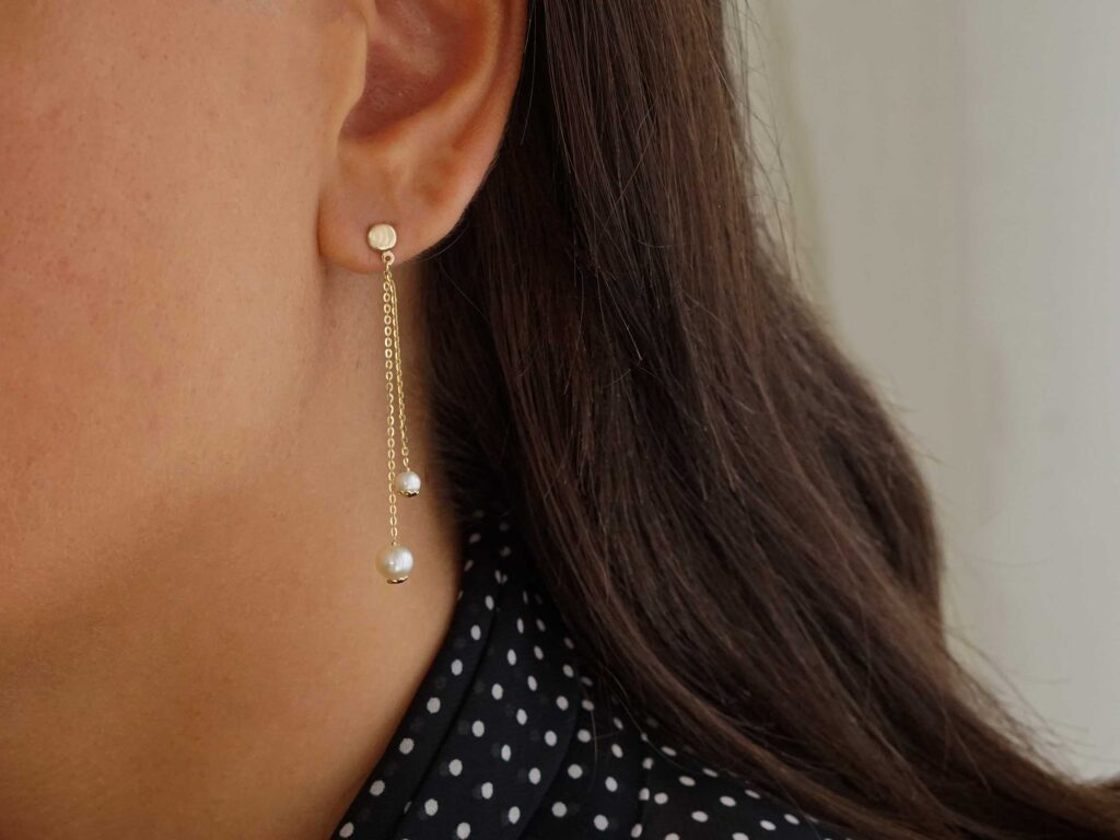 Χρυσά Σκουλαρίκια Με Μαργαριτάρια Κρεμαστά 14 Καρατίων