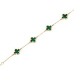 Χρυσό Βραχιόλι 14 Καράτια Με Μαλαχίτη