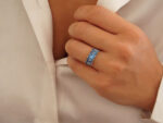 Σειρέ Δαχτυλίδι Με London Blue Topaz Σε Χρυσό 18 Καράτια