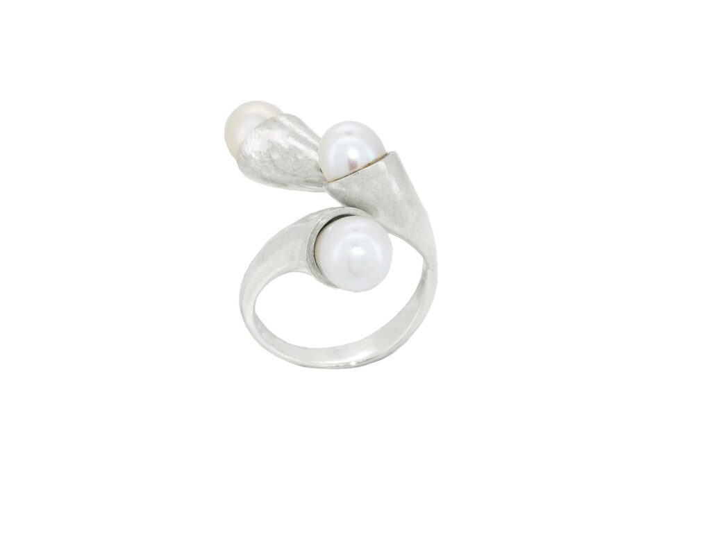 Δαχτυλίδι Με Μαργαριτάρια Σε Ασήμι 925