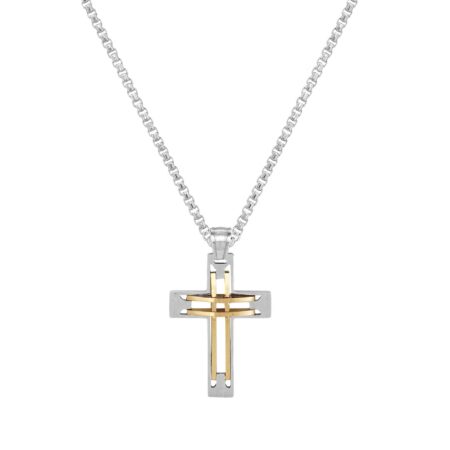 Ατσάλινος Σταυρός Ανδρικός Σε Διχρωμία