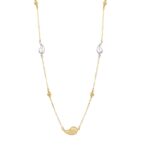 Δίχρωμο Μακρύ Κολιέ Χρυσό 14Κ Drops
