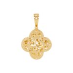 Μενταγιόν Χρυσό Λουλούδι 14Κ Με Διαμαντάρισμα