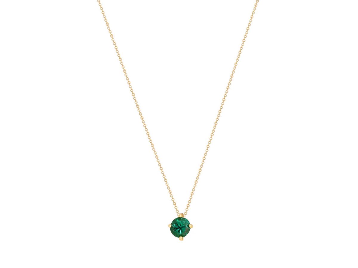 Μονόπετρο Μενταγιόν Χρυσό 14Κ Με Green Garnet