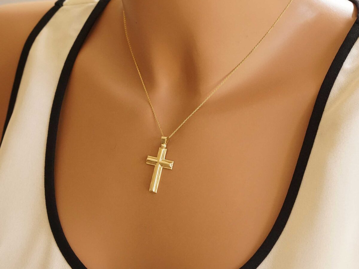 Unisex Χρυσός Σταυρός 9Κ