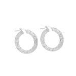 Ασημένια Ανάγλυφα Σκουλαρίκια Κρίκοι 925