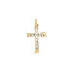 Χρυσός Σταυρός Με Πέτρες Ζιργκόν Σε Διχρωμία 14Κ