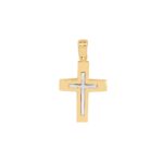 Δίχρωμος Χρυσός Σταυρός Διπλής Όψης 14Κ