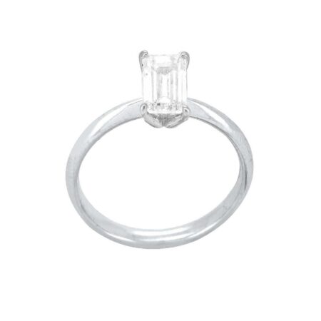 Μονόπετρο Με Διαμάντι Εργαστηρίου Emerald Cut Λευκόχρυσο 18Κ