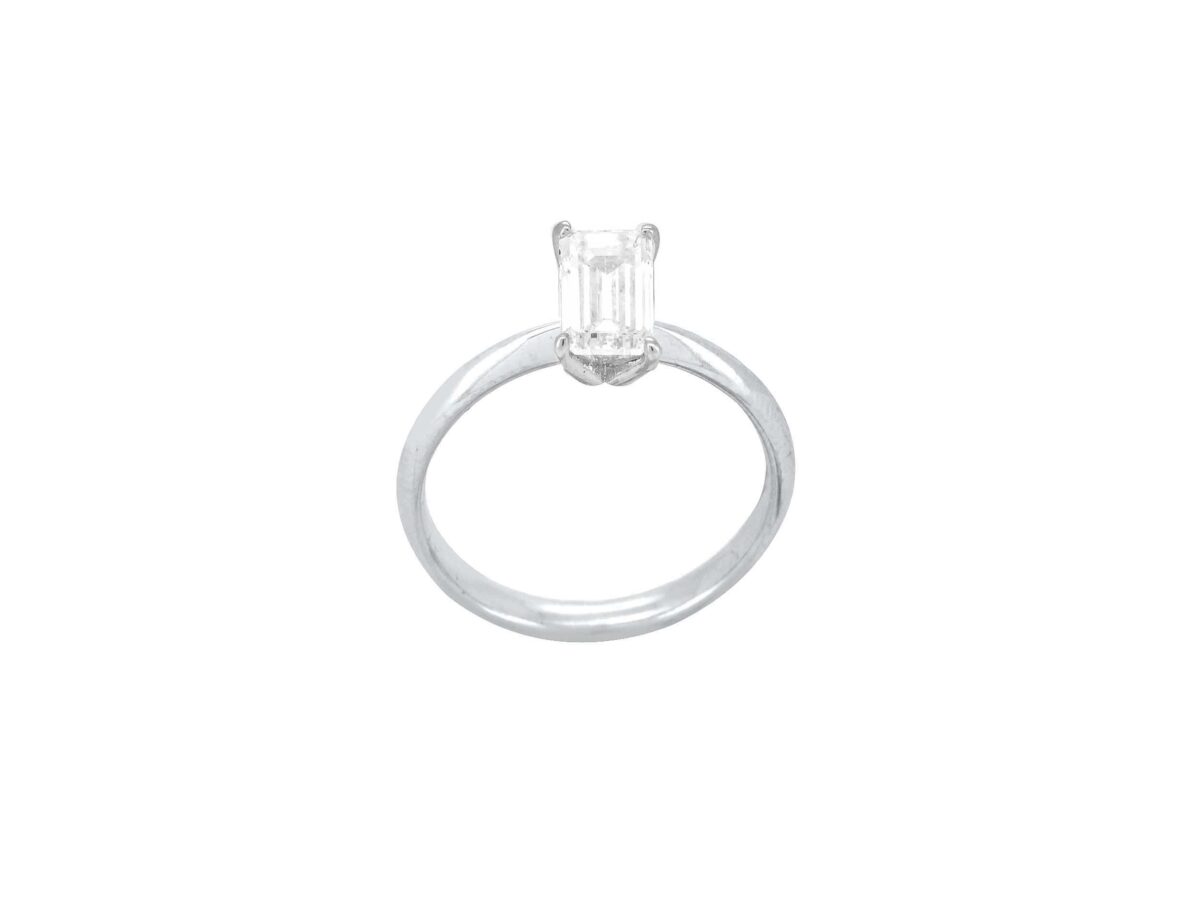Μονόπετρο Με Διαμάντι Εργαστηρίου Emerald Cut Λευκόχρυσο 18Κ