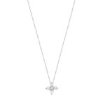 Λευκόχρυσο Σταυρουδάκι Με Ζιργκόν Πέτρες Και Αλυσίδα 9Κ