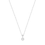 Μονόπετρο Μενταγιόν Λευκόχρυσο Με Αλυσίδα 9Κ