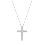 Σταυρός Λευκόχρυσος Με Μπριγιάν Και Αλυσίδα 18Κ