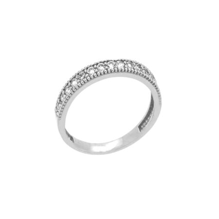 Δαχτυλίδι Μισόβερο Με Διαμάντια Σε Λευκόχρυσο 18Κ