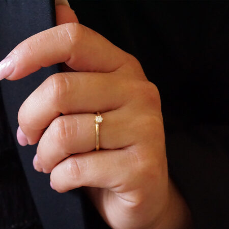 Δαχτυλίδι Μονόπετρο Χρυσό 18 Καράτια Με Μπριγιάν