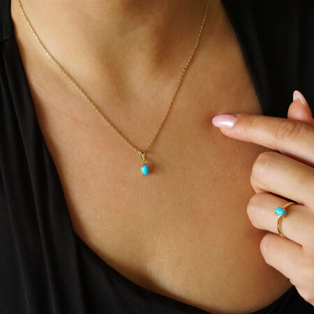 Μενταγιόν Με Τιρκουάζ 14 Καράτια