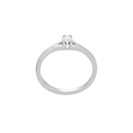 Μονόπετρο Λευκόχρυσο Δαχτυλίδι 18Κ Με Διαμάντι