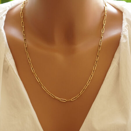 Χρυσή Paperclip Αλυσίδα 14 Καράτια Μήκους 55,00 cm