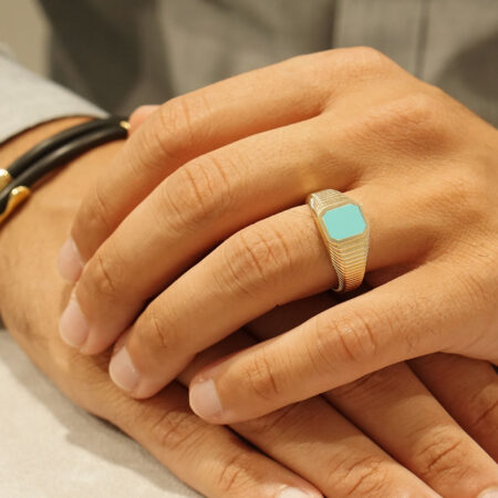 Δαχτυλίδι Ανδρικό Χρυσό 14 Καράτια Με Τιρκουάζ