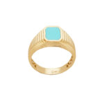 Δαχτυλίδι Ανδρικό Χρυσό 14Κ Με Τιρκουάζ Σμάλτο