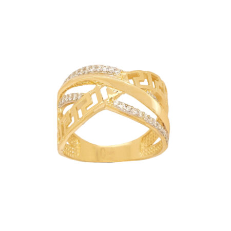 Δαχτυλίδι Χιαστί Με Μαιάνδρους Και Ζιργκόν Σε Χρυσό 14Κ
