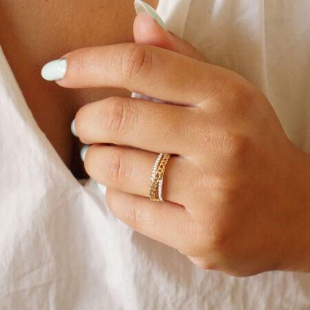 Δαχτυλίδι Χρυσό Δίχρωμο 14 Καράτια Με Ζιργκόν