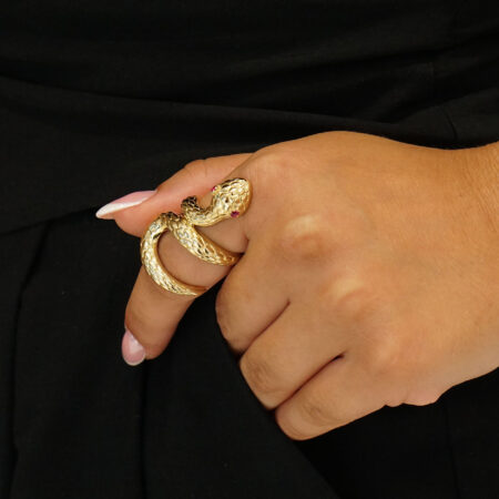 Δαχτυλίδι Χρυσό Φίδι 14 Καρατίων Με Ζιργκόν Πέτρες