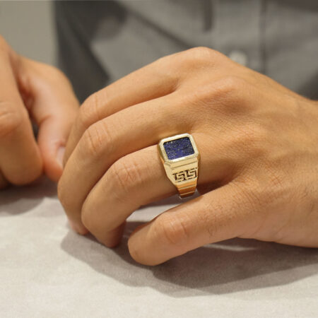Lapis Lazuli Δαχτυλίδι Ανδρικό Σε Χρυσό 14 Καράτια