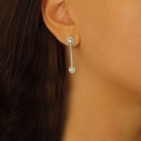 Λευκόχρυσα Γυναικεία Κρεμαστά Σκουλαρίκια 14Κ