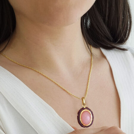 Μενταγιόν Με Αμέθυστο Και Αχάτη Σε Χρυσό 14 Καράτια