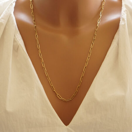 Paperclip Αλυσίδα Χρυσή 14 Καρατίων Μήκους 60,00 cm