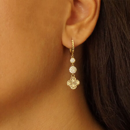 Σκουλαρίκια Κρεμαστά Με Πέτρες 14 Καράτια