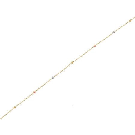 Τρίχρωμο Χρυσό Βραχιόλι Με Μπίλιες Διαμανταρισμένες 14Κ