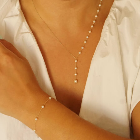 Βραχιόλι Αλυσίδα Με Μαργαριτάρια Σε Χρυσό 14 Καράτια