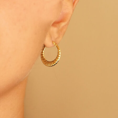 Χρυσά Σκουλαρίκια Ανάγλυφα Κρικάκια 9 Καράτια