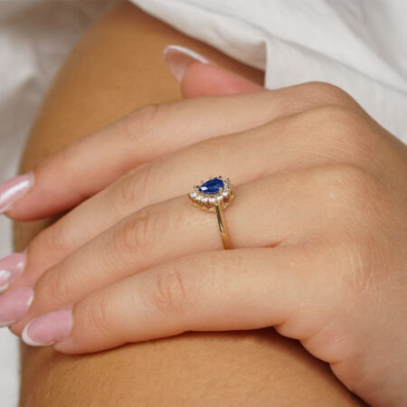 Χρυσή Ροζέτα 9 Καρατίων Με Μπλε Ζιργκόν Πέτρα