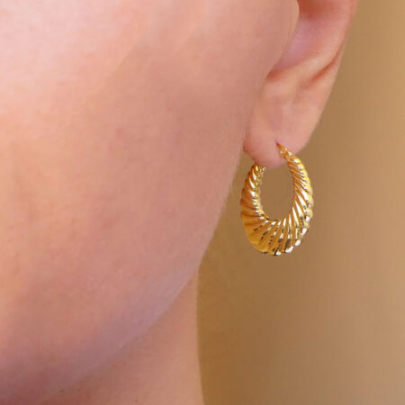 Χρυσοί Κρίκοι Οβάλ 9 Καρατίων Ανάγλυφοι