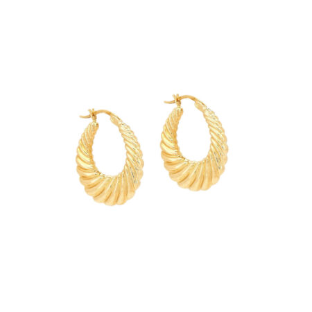 Χρυσοί Κρίκοι Οβάλ 9Κ Ανάγλυφοι