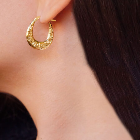 Χρυσοί Κρίκοι Οβάλ Με Μαιάνδρους 9 Καρατίων