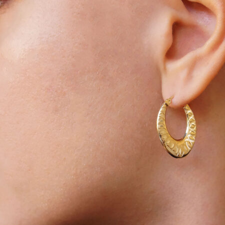 Χρυσοί Οβάλ Κρίκοι 9 Καρατίων Με Διαμαντάρισμα