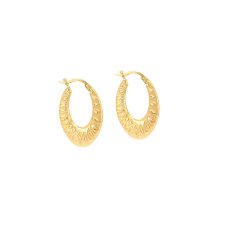 Χρυσοί Οβάλ Κρίκοι 9Κ Με Διαμαντάρισμα