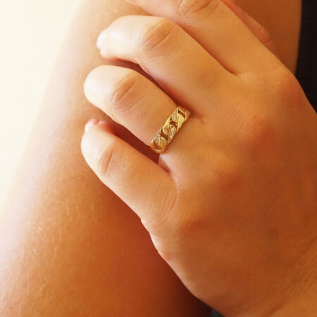 Δαχτυλίδι Αλυσίδα Χρυσό 9 Καράτια Με Ζιργκόν Πέτρες